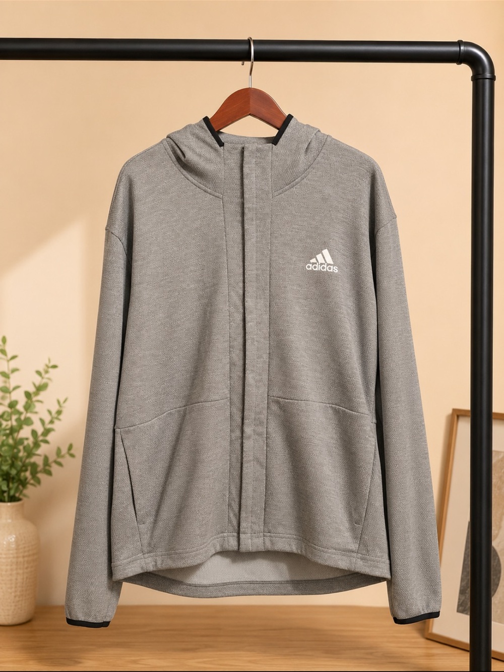 adidas Gray Zip-Up Men's Hoodie Jacket